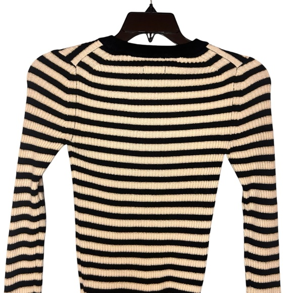 GAP Brooklyn Rib Striped Sweater XS Black Cream Fitted - Picture 3 of 10